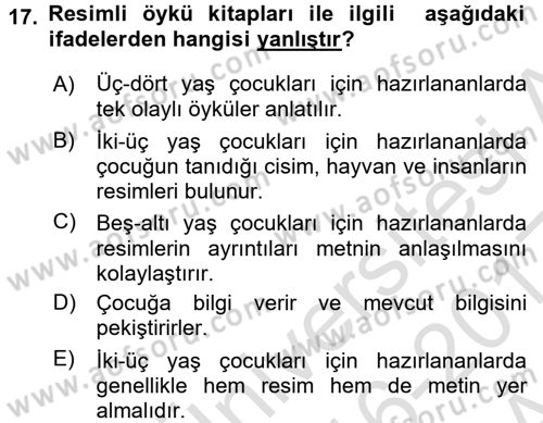 Çocuk Edebiyatı Ve Medya Dersi Ara Sınavı Deneme Sınav Soruları 17. Soru