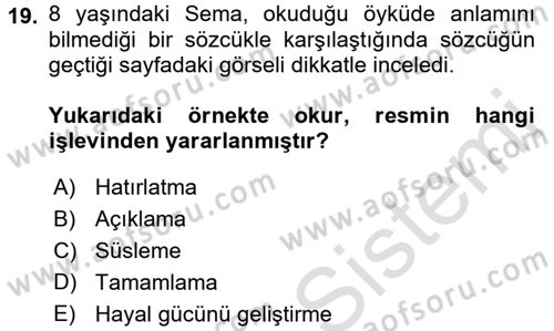 Çocuk Edebiyatı Ve Medya Dersi Ara Sınavı Deneme Sınav Soruları 19. Soru