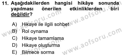 Çocuk Edebiyatı Ve Medya Dersi 2016 - 2017 Yılı (Final) Dönem Sonu Sınav Soruları 11. Soru