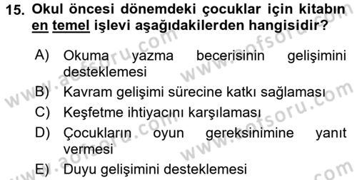 Çocuk Edebiyatı Ve Medya Dersi 2016 - 2017 Yılı (Final) Dönem Sonu Sınav Soruları 15. Soru