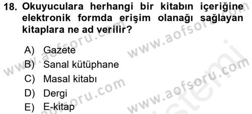 Çocuk Edebiyatı Ve Medya Dersi 2016 - 2017 Yılı (Final) Dönem Sonu Sınav Soruları 18. Soru