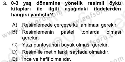 Çocuk Edebiyatı Ve Medya Dersi 2016 - 2017 Yılı (Final) Dönem Sonu Sınav Soruları 3. Soru