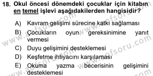 Çocuk Edebiyatı Ve Medya Dersi 2017 - 2018 Yılı 3 Ders Sınav Soruları 18. Soru