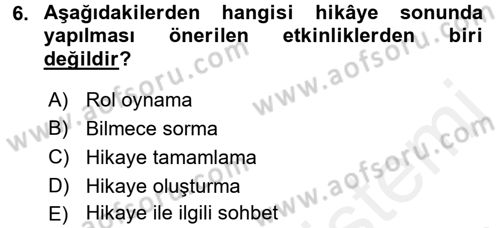 Çocuk Edebiyatı Ve Medya Dersi 2017 - 2018 Yılı 3 Ders Sınav Soruları 6. Soru