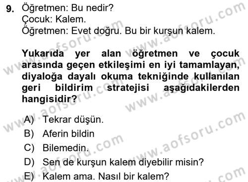 Çocuk Edebiyatı Ve Medya Dersi 2017 - 2018 Yılı 3 Ders Sınav Soruları 9. Soru