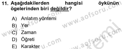Çocuk Edebiyatı Ve Medya Dersi Ara Sınavı Deneme Sınav Soruları 11. Soru