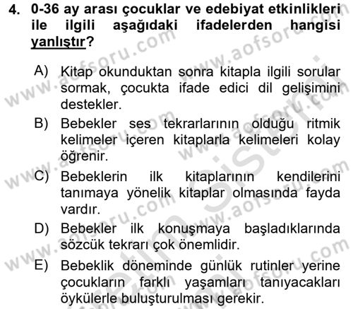 Çocuk Edebiyatı Ve Medya Dersi Ara Sınavı Deneme Sınav Soruları 4. Soru