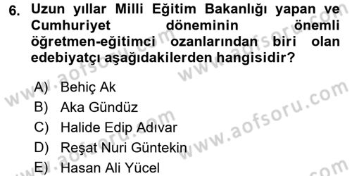 Çocuk Edebiyatı Ve Medya Dersi Ara Sınavı Deneme Sınav Soruları 6. Soru