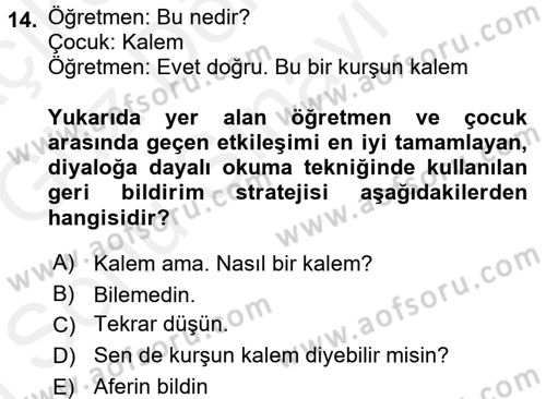 Çocuk Edebiyatı Ve Medya Dersi 2017 - 2018 Yılı (Final) Dönem Sonu Sınav Soruları 14. Soru