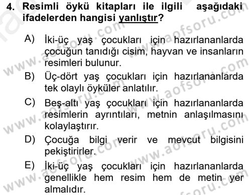 Çocuk Edebiyatı Ve Medya Dersi 2017 - 2018 Yılı (Final) Dönem Sonu Sınav Soruları 4. Soru