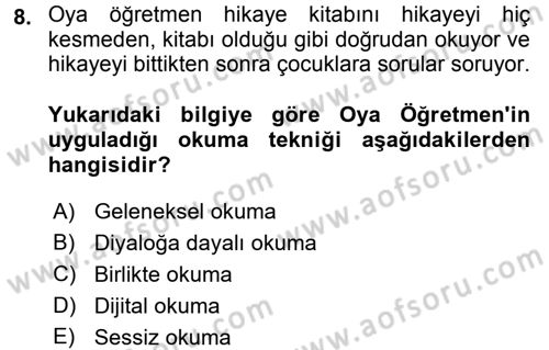 Çocuk Edebiyatı Ve Medya Dersi 2017 - 2018 Yılı (Final) Dönem Sonu Sınav Soruları 8. Soru