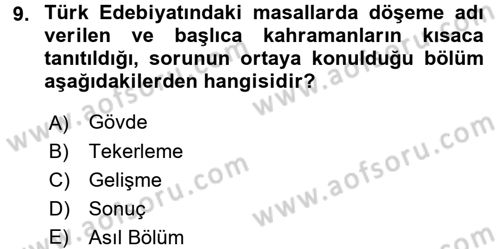 Çocuk Edebiyatı Ve Medya Dersi 2017 - 2018 Yılı (Final) Dönem Sonu Sınav Soruları 9. Soru