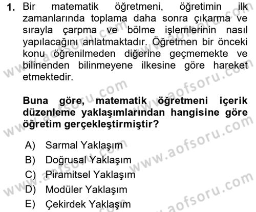 Çocuk Gelişiminde Program Dersi Ara Sınavı Deneme Sınav Soruları 1. Soru