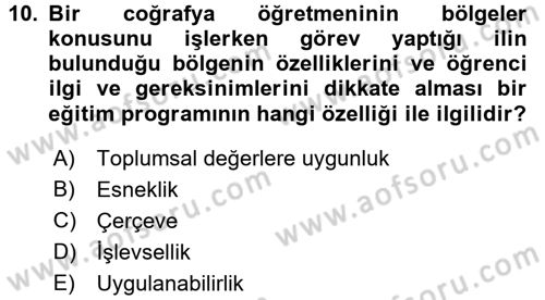 Çocuk Gelişiminde Program Dersi Ara Sınavı Deneme Sınav Soruları 10. Soru