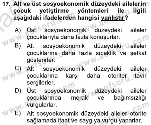 Çocuk Gelişiminde Program Dersi Ara Sınavı Deneme Sınav Soruları 17. Soru