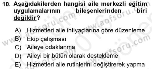 Çocuk Gelişiminde Program Dersi 2016 - 2017 Yılı (Final) Dönem Sonu Sınav Soruları 10. Soru