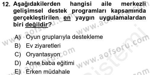 Çocuk Gelişiminde Program Dersi 2016 - 2017 Yılı (Final) Dönem Sonu Sınav Soruları 12. Soru