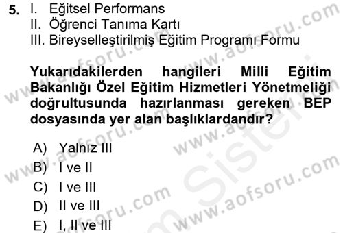 Çocuk Gelişiminde Program Dersi 2016 - 2017 Yılı (Final) Dönem Sonu Sınav Soruları 5. Soru
