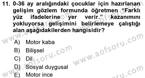 Çocuk Gelişiminde Program Dersi 2017 - 2018 Yılı 3 Ders Sınav Soruları 11. Soru