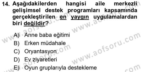 Çocuk Gelişiminde Program Dersi 2017 - 2018 Yılı 3 Ders Sınav Soruları 14. Soru