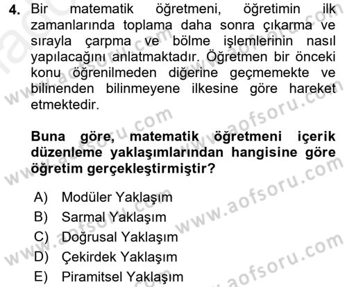 Çocuk Gelişiminde Program Dersi 2017 - 2018 Yılı 3 Ders Sınav Soruları 4. Soru