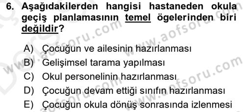 Çocuk Gelişiminde Program Dersi 2017 - 2018 Yılı 3 Ders Sınav Soruları 6. Soru