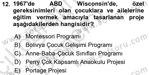 Çocuk Gelişiminde Program Dersi Ara Sınavı Deneme Sınav Soruları 12. Soru