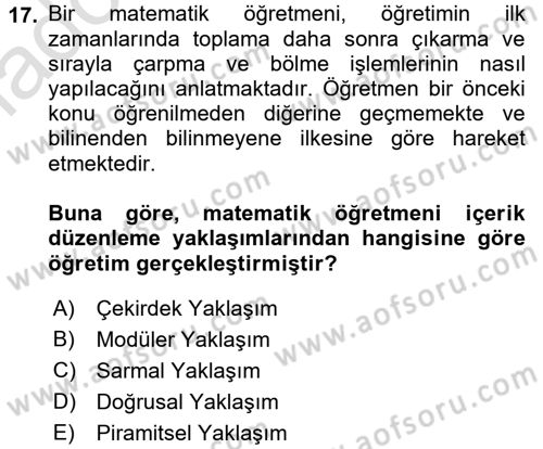 Çocuk Gelişiminde Program Dersi Ara Sınavı Deneme Sınav Soruları 17. Soru