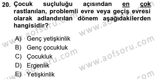 Çocuk Gelişiminde Program Dersi Ara Sınavı Deneme Sınav Soruları 20. Soru