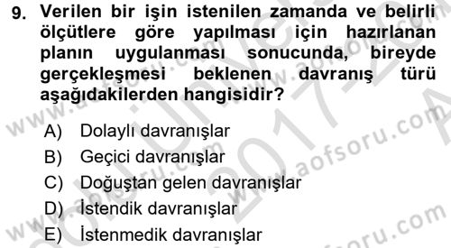 Çocuk Gelişiminde Program Dersi Ara Sınavı Deneme Sınav Soruları 9. Soru