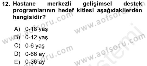 Çocuk Gelişiminde Program Dersi 2017 - 2018 Yılı (Final) Dönem Sonu Sınav Soruları 12. Soru