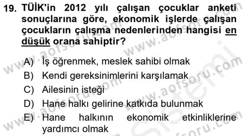 Çocuk Gelişiminde Program Dersi 2017 - 2018 Yılı (Final) Dönem Sonu Sınav Soruları 19. Soru