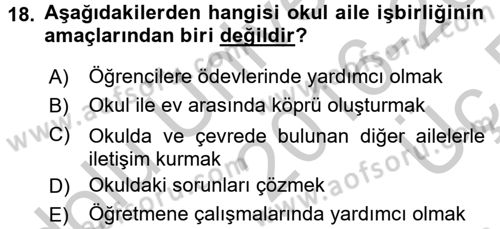 Çocukları Tanıma Ve Değerlendirme Dersi 2016 - 2017 Yılı 3 Ders Sınavı 18. Soru