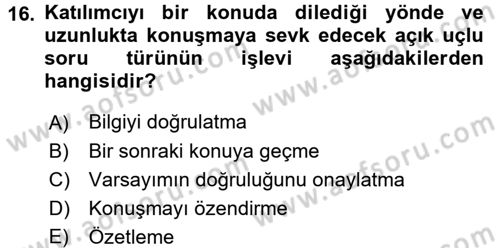 Çocukları Tanıma Ve Değerlendirme Dersi 2017 - 2018 Yılı (Vize) Ara Sınav Soruları 16. Soru