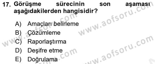 Çocukları Tanıma Ve Değerlendirme Dersi 2017 - 2018 Yılı (Vize) Ara Sınav Soruları 17. Soru