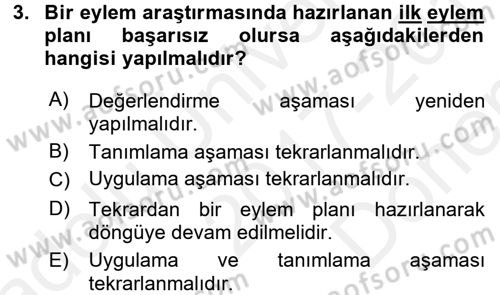 Çocukları Tanıma Ve Değerlendirme Dersi 2017 - 2018 Yılı (Final) Dönem Sonu Sınav Soruları 3. Soru