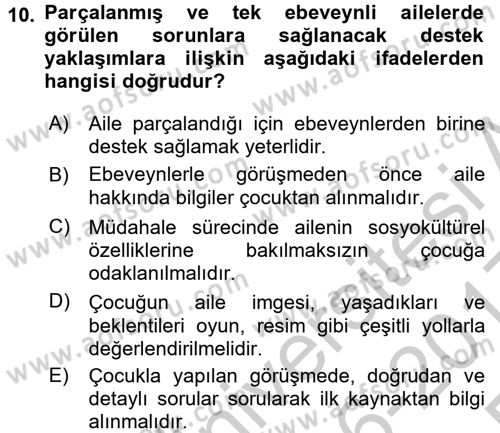 Aile Eğitimi Dersi 2016 - 2017 Yılı 3 Ders Sınav Soruları 10. Soru