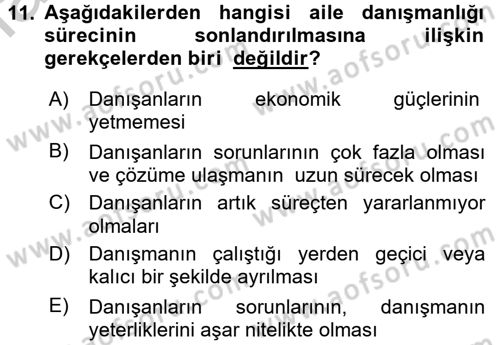 Aile Eğitimi Dersi 2016 - 2017 Yılı 3 Ders Sınav Soruları 11. Soru
