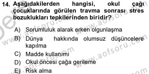 Aile Eğitimi Dersi 2016 - 2017 Yılı 3 Ders Sınav Soruları 14. Soru