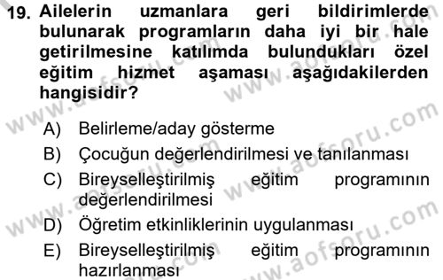 Aile Eğitimi Dersi 2016 - 2017 Yılı 3 Ders Sınav Soruları 19. Soru