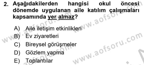 Aile Eğitimi Dersi 2016 - 2017 Yılı 3 Ders Sınav Soruları 2. Soru