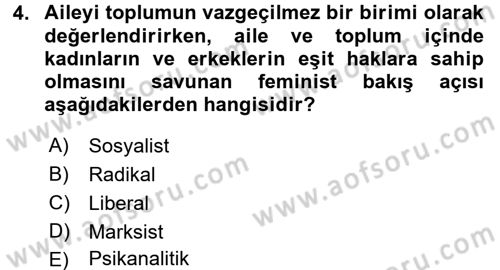 Aile Eğitimi Dersi 2016 - 2017 Yılı 3 Ders Sınav Soruları 4. Soru