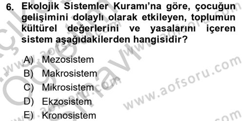 Aile Eğitimi Dersi 2016 - 2017 Yılı 3 Ders Sınav Soruları 6. Soru