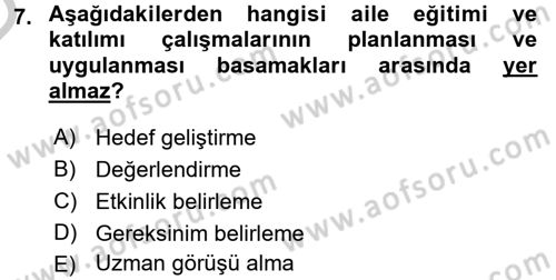 Aile Eğitimi Dersi 2016 - 2017 Yılı 3 Ders Sınav Soruları 7. Soru