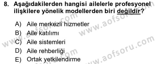 Aile Eğitimi Dersi 2016 - 2017 Yılı 3 Ders Sınav Soruları 8. Soru