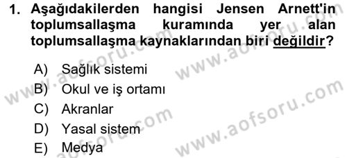 Aile Eğitimi Dersi Ara Sınavı Deneme Sınav Soruları 1. Soru