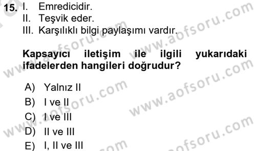 Aile Eğitimi Dersi Ara Sınavı Deneme Sınav Soruları 15. Soru
