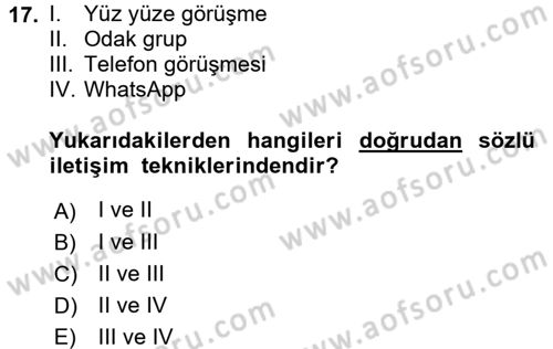 Aile Eğitimi Dersi Ara Sınavı Deneme Sınav Soruları 17. Soru