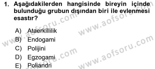 Aile Eğitimi Dersi 2016 - 2017 Yılı (Final) Dönem Sonu Sınav Soruları 1. Soru