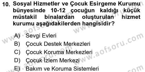 Aile Eğitimi Dersi 2016 - 2017 Yılı (Final) Dönem Sonu Sınav Soruları 10. Soru